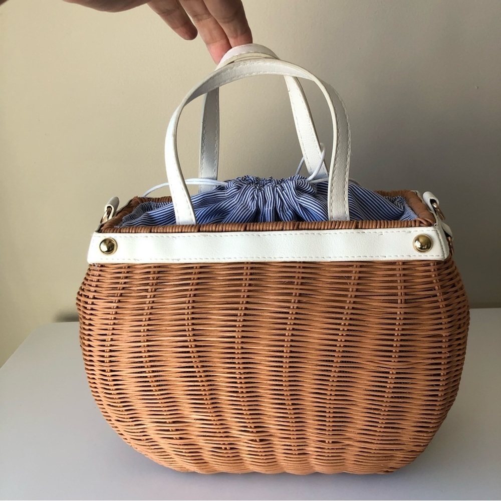 Natural Wicker Woven Crossbody Bag